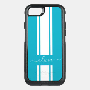 Modern Trendy Racing Stripes monogrammed  OtterBox Commuter iPhone SE/8/7 Case
