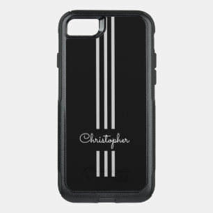 Modern Trendy Racing Stripes monogrammed  OtterBox Commuter iPhone SE/8/7 Case