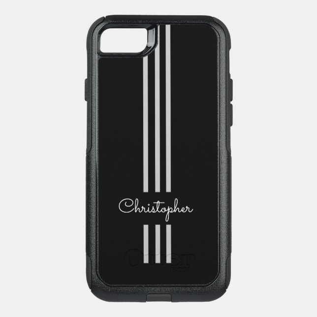 Modern Trendy Racing Stripes monogrammed  Otterbox iPhone Case (Back)