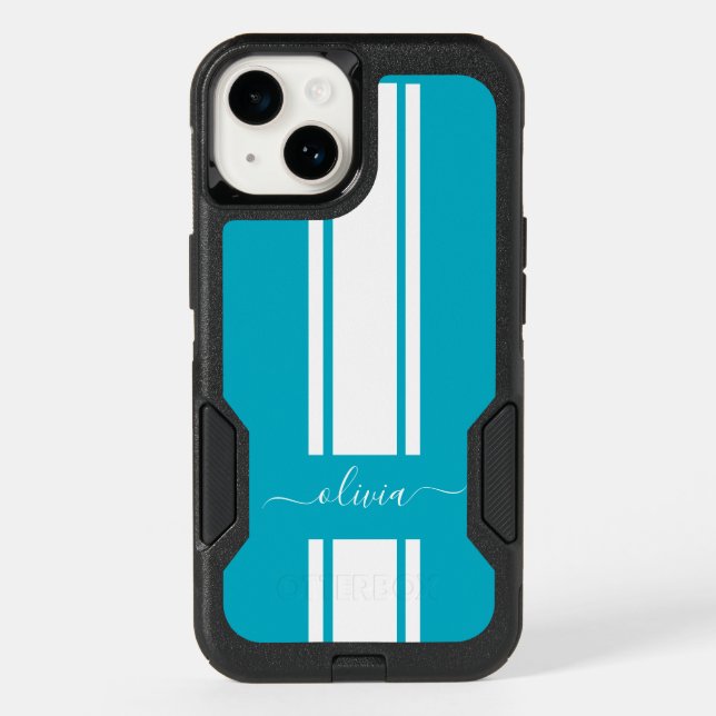 Modern Trendy Racing Stripes monogrammed  Otterbox iPhone Case (Back)