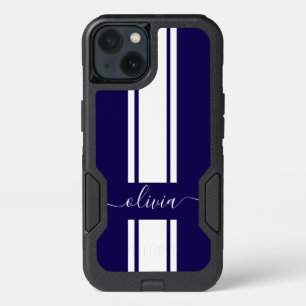 Modern Trendy Racing Stripes monogrammed iPhone 13 Case