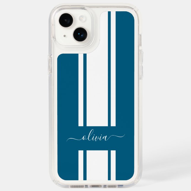 Modern Trendy Racing Stripes monogrammed  Speck iPhone Case (Front)