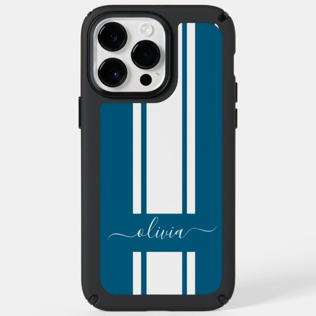 Modern Trendy Racing Stripes monogrammed  Speck iPhone Case (Front)