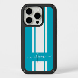 Modern Trendy Racing Stripes monogrammed  iPhone 15 Pro Case