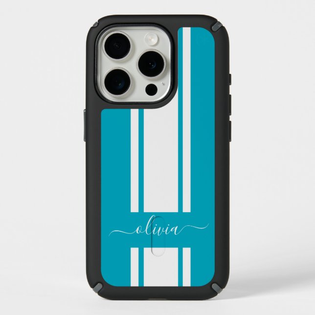 Modern Trendy Racing Stripes monogrammed  Speck iPhone Case (Front)