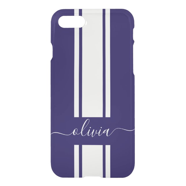Modern Trendy Racing Stripes monogrammed  Uncommon iPhone Case (Back)