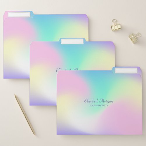 Modern Trendy Rainbow Holographic Gradient File Folder