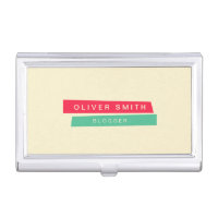 Modern Trendy Red and Green Strips Business Card Case