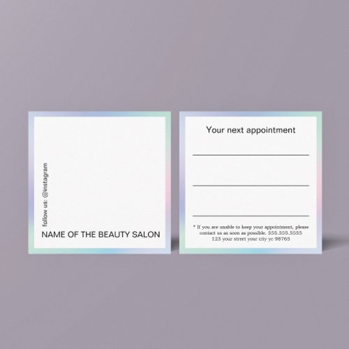 Modern Trendy Rose Blue White Bold Salon Appointment Card