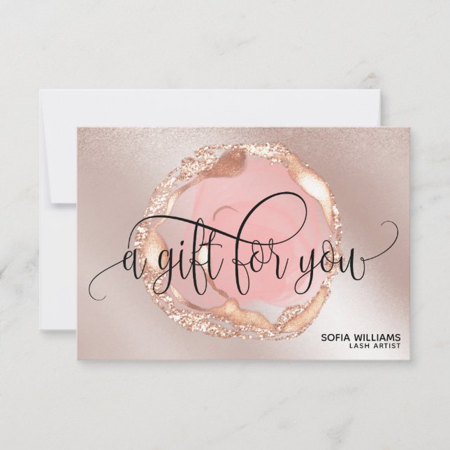 Modern Trendy Rose gold drip Certificate Gift Card (Front)