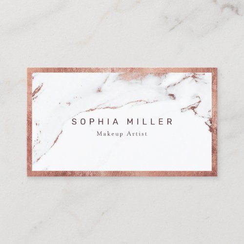 Modern Trendy Rose gold marble Makeup Artist Business Card