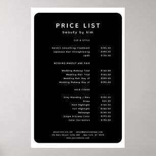 Modern, Trendy, Salon Price List Poster