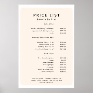 Modern, Trendy, Salon Price List Poster