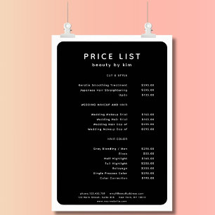 Modern, Trendy, Salon Price List Poster
