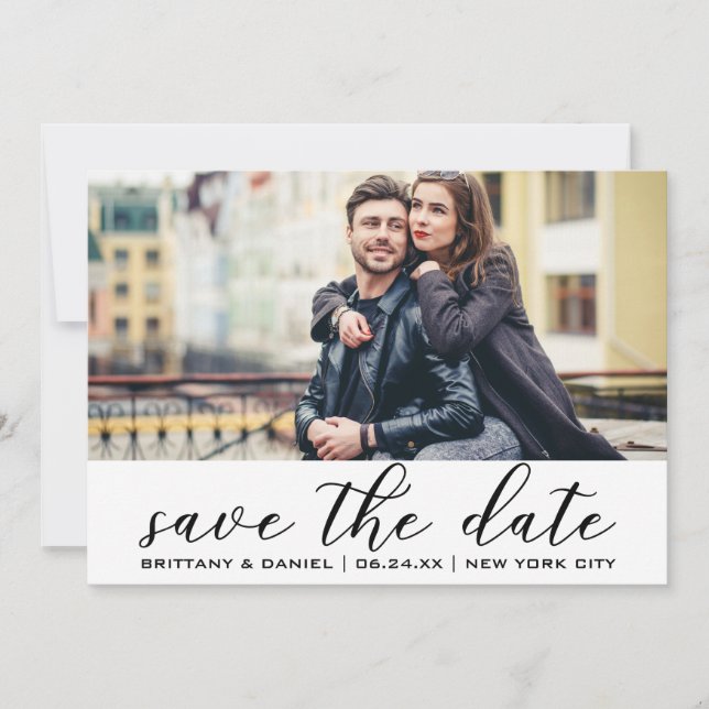 Modern Trendy Save The Date Engagement Photo Invitation (Front)