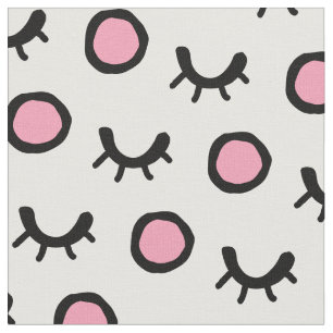 Modern Trendy Scandinavian Closed Eyes Dot Pattern Fabric