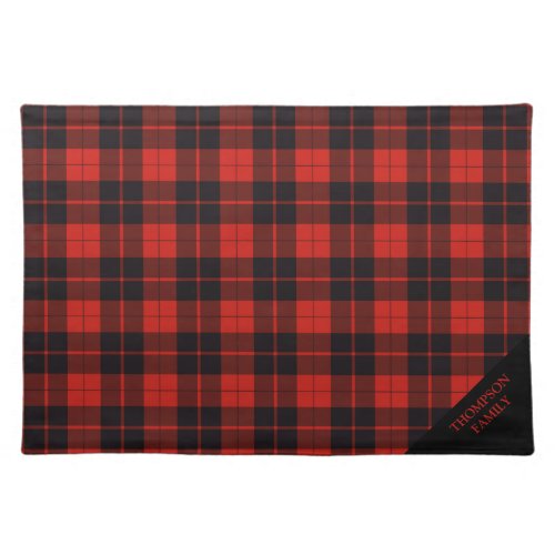 Modern trendy Scottish plaid tartan red and black Cloth Placemat