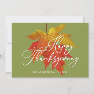 modern trendy script autumn thanksgivingphoto holiday card