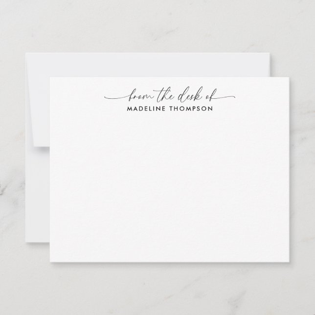 Modern Trendy Script From the desk of Name Note Card (Front)