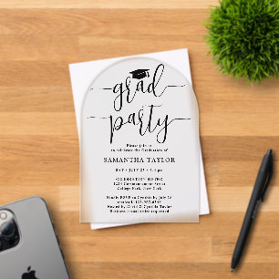 Modern Trendy Script Graduation Party Translucent Acrylic Invitations