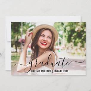 Modern Trendy Script Graduation Photo Announcement