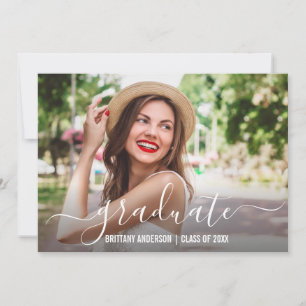 Modern Trendy Script Photo Graduation Announcement