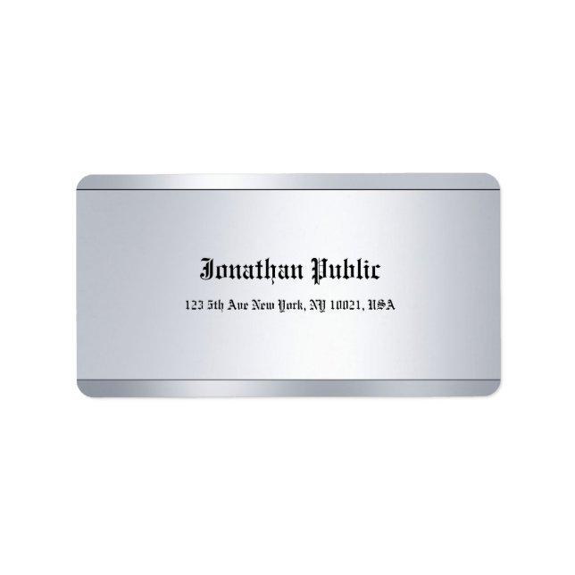 Modern Trendy Script Text Glamorous Silver Address Label (Front)