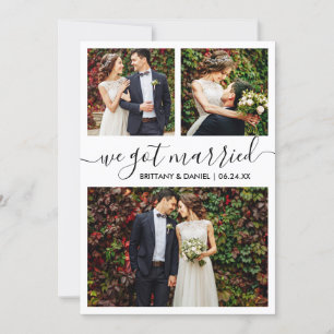Modern Trendy Script We Got Married 3 Photo  Announcement