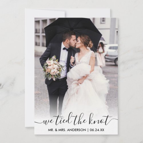 Modern Trendy Script We Tied The Knot Overlay Card