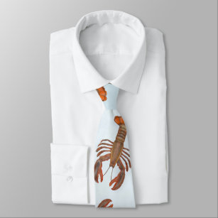 Modern Trendy Seafood Lobsters Colorful Neck Tie