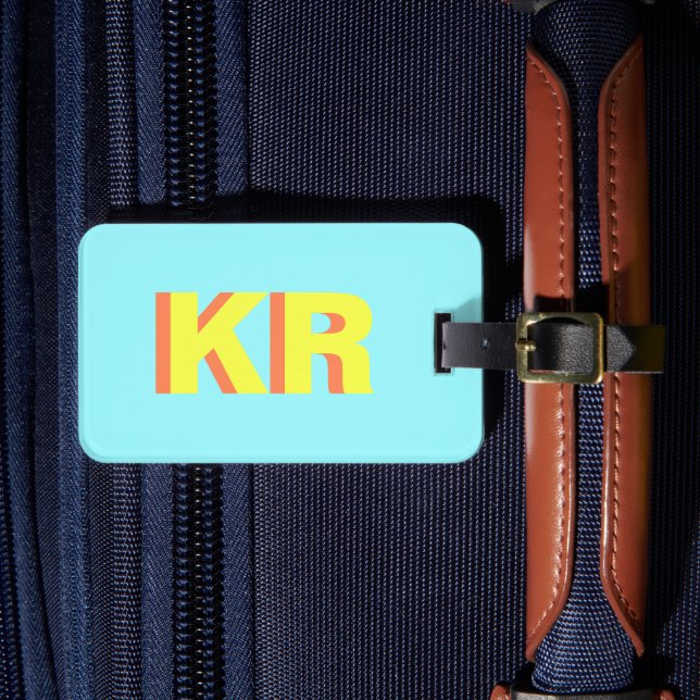 Modern Trendy Shadow Monogram Personalized Luggage Tag (Front Insitu 4)