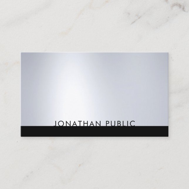 Modern Trendy Silver Elegant Template Professional Business Card (Front)