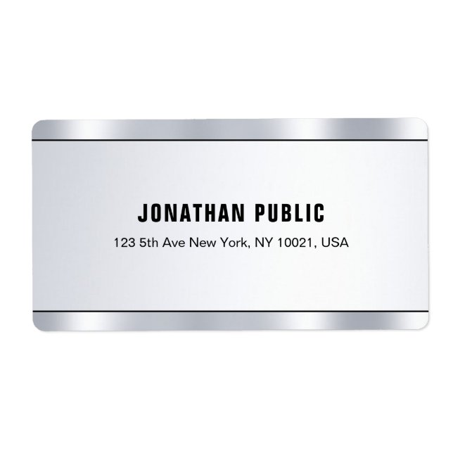 Modern Trendy Silver Look Sophisticated Shipping Label (Front)