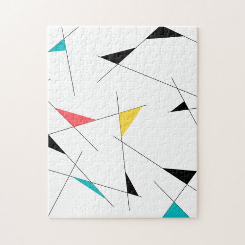 Modern trendy simple fun geometric graphic jigsaw puzzle