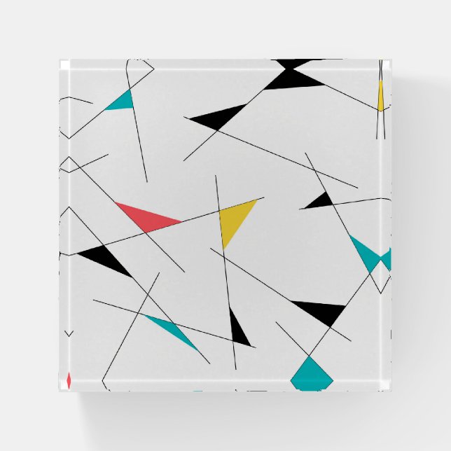 Modern, trendy, simple, fun geometric graphic paperweight (Front)