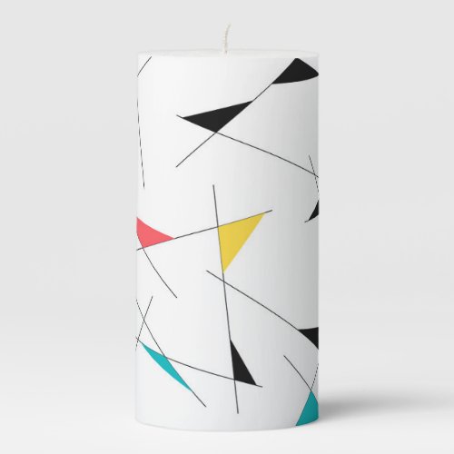 Modern trendy simple fun geometric graphic pillar candle