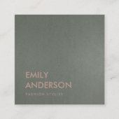 MODERN TRENDY SIMPLE MINIMAL FAUX DARK SILVER GREY SQUARE BUSINESS CARD (Front)