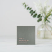 MODERN TRENDY SIMPLE MINIMAL FAUX DARK SILVER GREY SQUARE BUSINESS CARD (Standing Front)