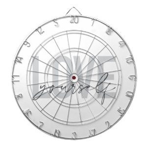 Modern, trendy, simple, urban design Love Yourself Dart Board