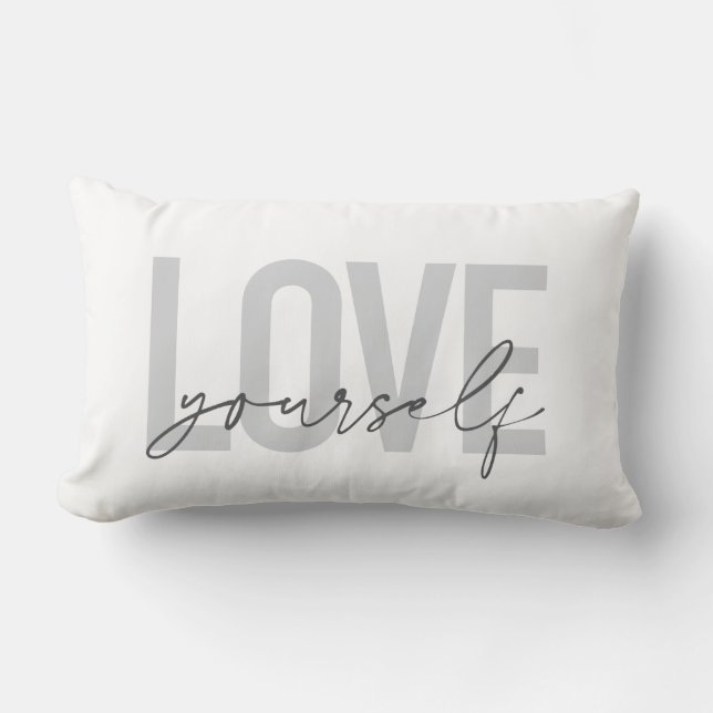 Modern, trendy, simple, urban design Love Yourself Lumbar Pillow (Front)