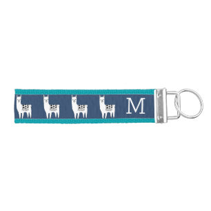 Modern Trendy Sketchy Llama Monogram Wrist Keychain