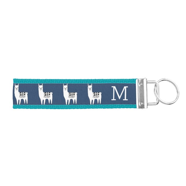 Modern Trendy Sketchy Llama | Monogram Wrist Keychain (Keys on Right)