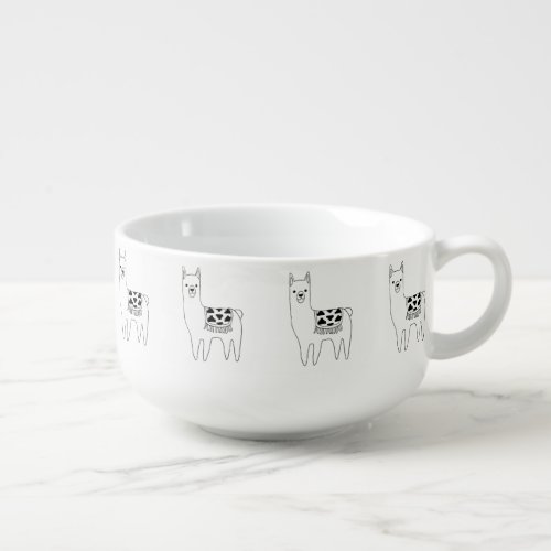 Modern Trendy Sketchy Llamas Soup Mug