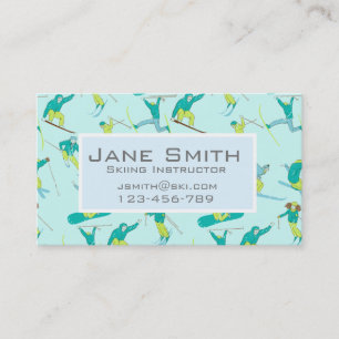 Modern trendy skiing instructor Ski teacher Business Card