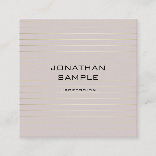 Modern Trendy Sleek Design Elegant Plain Luxury Square Business Card (Front)