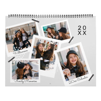 Modern Trendy Snapshot Photo Scrapbooking Collage Calendar