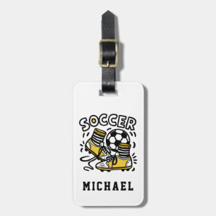 Modern Trendy Soccer Ball Football Personalized Luggage Tag