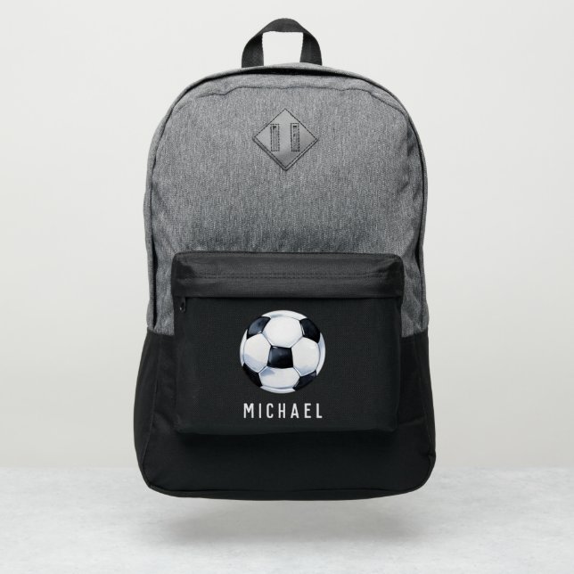 Modern Trendy Soccer Ball Football Personalized Port Authority® Backpack (Front)