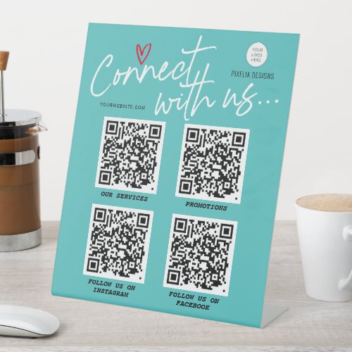 Modern trendy social media QR code business sign