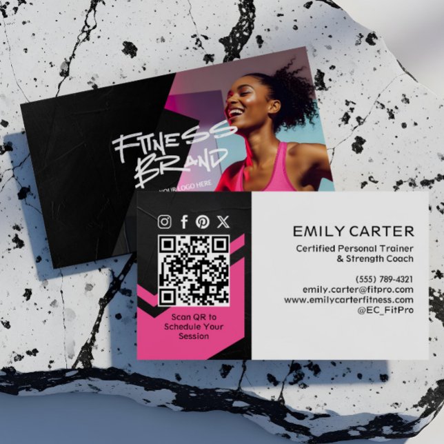 Modern Trendy Sporty Fitness Personal Trainer Business Card (Creator Uploaded)